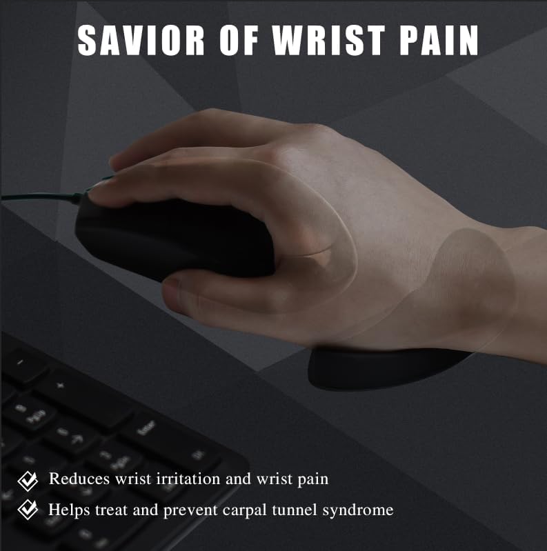 Right-Handed Truly Ergonomic Wrist Rest for Mouse 2 Pack Black