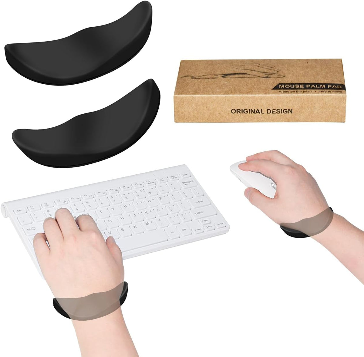 Right-Handed Truly Ergonomic Wrist Rest for Mouse 2 Pack Black
