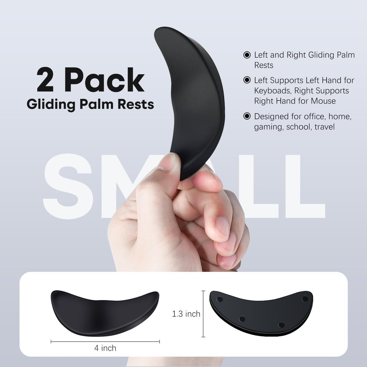 Right-Handed Truly Ergonomic Wrist Rest for Mouse 2 Pack Black