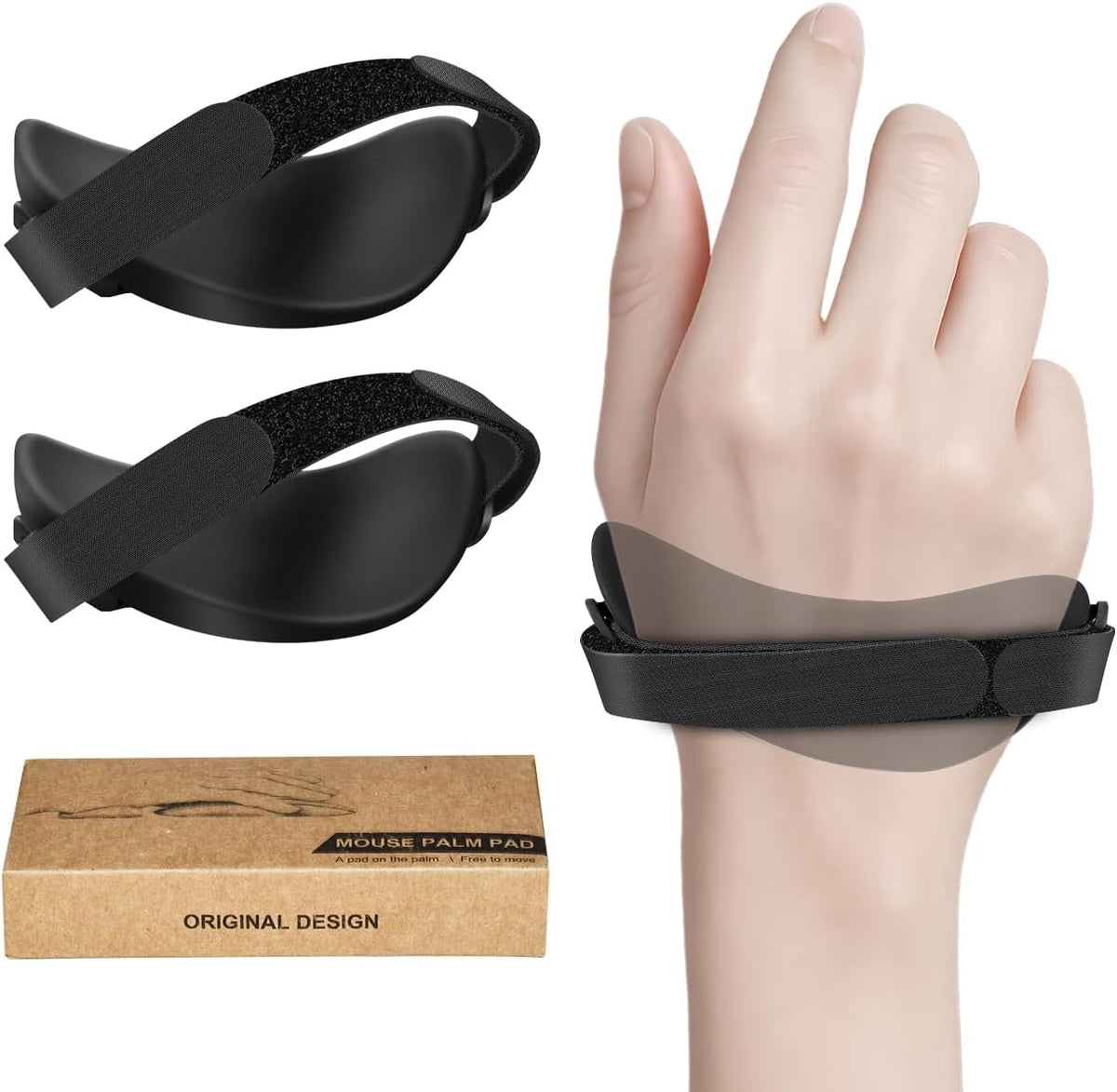 Right-Handed Truly Ergonomic Wrist Rest for Mouse 2 Pack Black