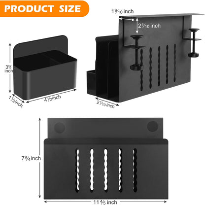 Desk Side Storage, Under Desk Laptop Mount, Table Side Hanging File Organizer, No Drill Clamp On Cable Management Tray, Laptop Holder with Magnetic Pen Holder for Office and Home(Black)