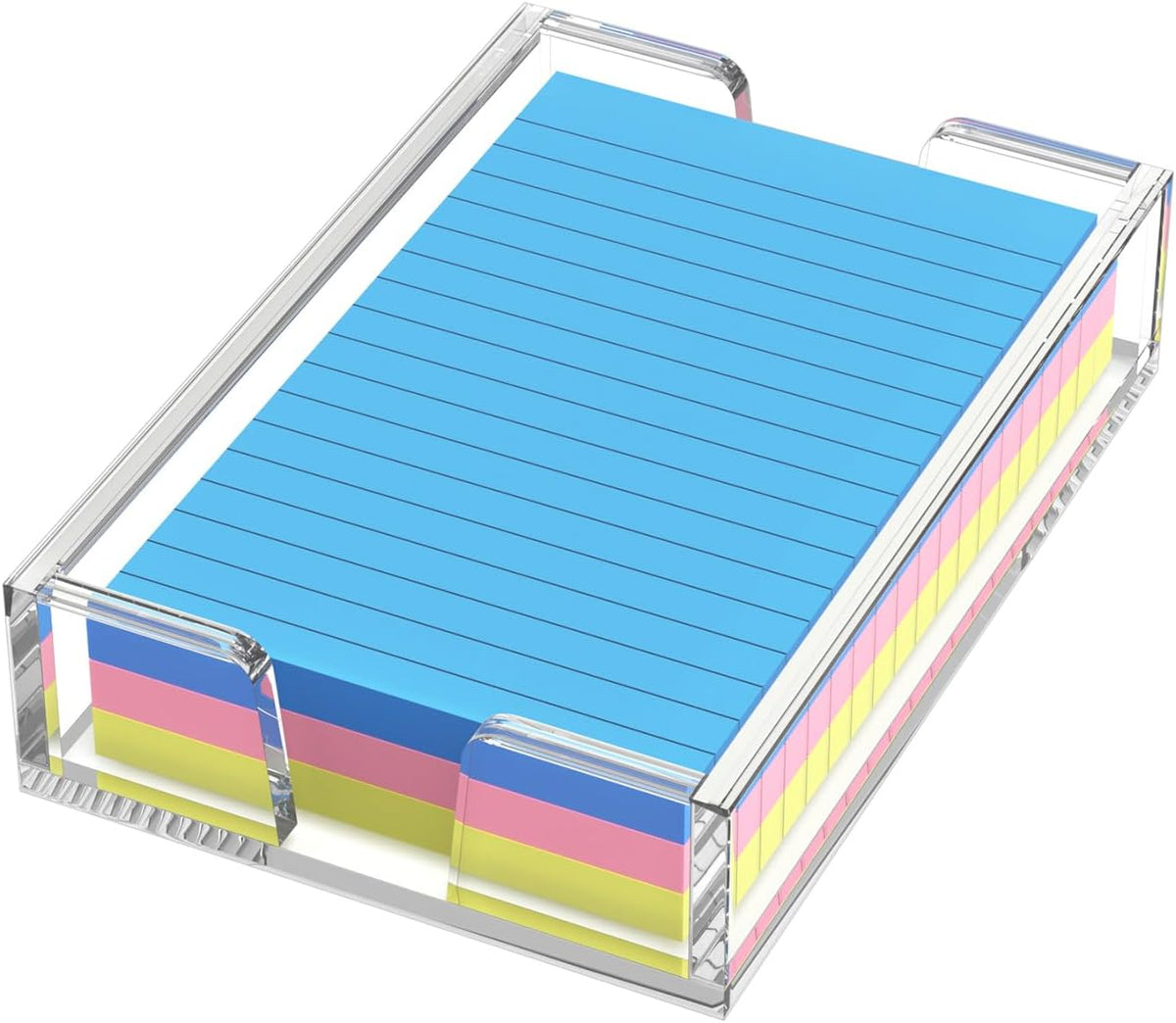Acrylic Notepad Holder Dispenser - 4x6 in Sticky Note Memo Holder Self-Stick Note Pad Organizer (W/O Pads) Office Desk Accessories School Supplies, Crystal Clear