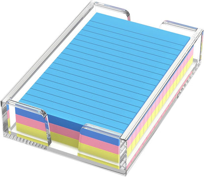 Acrylic Notepad Holder Dispenser - 4x6 in Sticky Note Memo Holder Self-Stick Note Pad Organizer (W/O Pads) Office Desk Accessories School Supplies, Crystal Clear