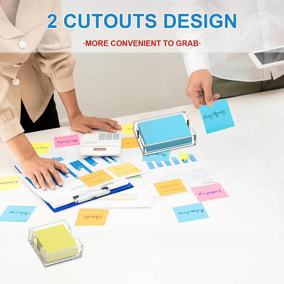 Acrylic Notepad Holder Dispenser - 4x6 in Sticky Note Memo Holder Self-Stick Note Pad Organizer (W/O Pads) Office Desk Accessories School Supplies, Crystal Clear