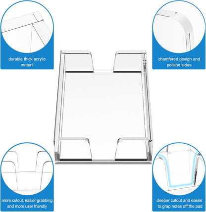 Acrylic Notepad Holder Dispenser - 4x6 in Sticky Note Memo Holder Self-Stick Note Pad Organizer (W/O Pads) Office Desk Accessories School Supplies, Crystal Clear