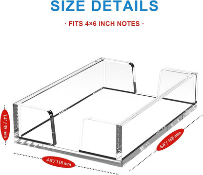 Acrylic Notepad Holder Dispenser - 4x6 in Sticky Note Memo Holder Self-Stick Note Pad Organizer (W/O Pads) Office Desk Accessories School Supplies, Crystal Clear