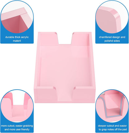 Acrylic Notepad Holder Dispenser - 4x6 in Sticky Note Memo Holder Self-Stick Note Pad Organizer (W/O Pads) Office Desk Accessories School Supplies, Crystal Clear