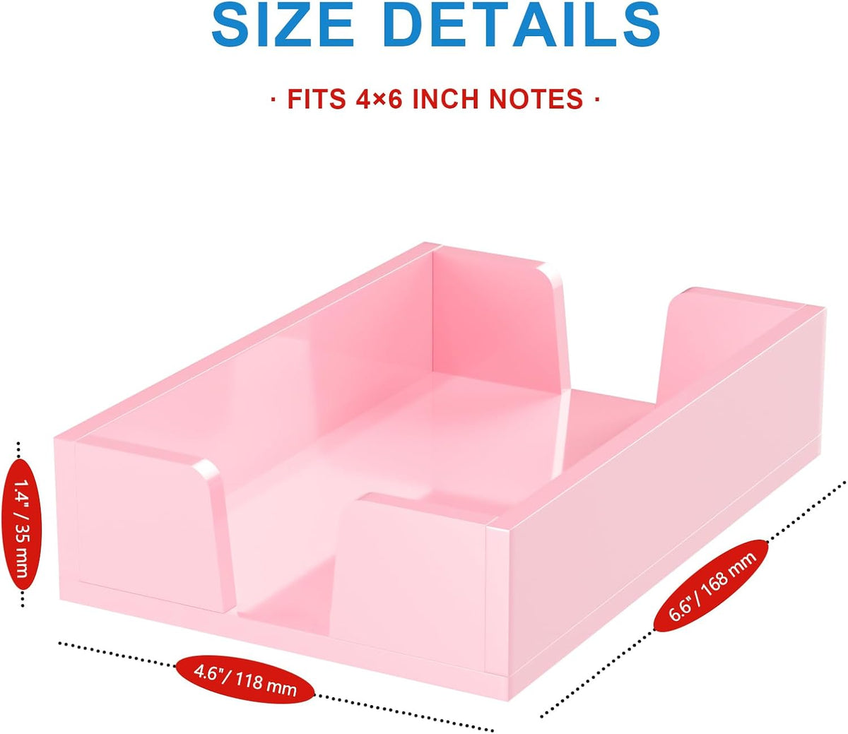 Acrylic Notepad Holder Dispenser - 4x6 in Sticky Note Memo Holder Self-Stick Note Pad Organizer (W/O Pads) Office Desk Accessories School Supplies, Crystal Clear