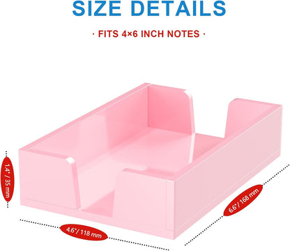 Acrylic Notepad Holder Dispenser - 4x6 in Sticky Note Memo Holder Self-Stick Note Pad Organizer (W/O Pads) Office Desk Accessories School Supplies, Crystal Clear