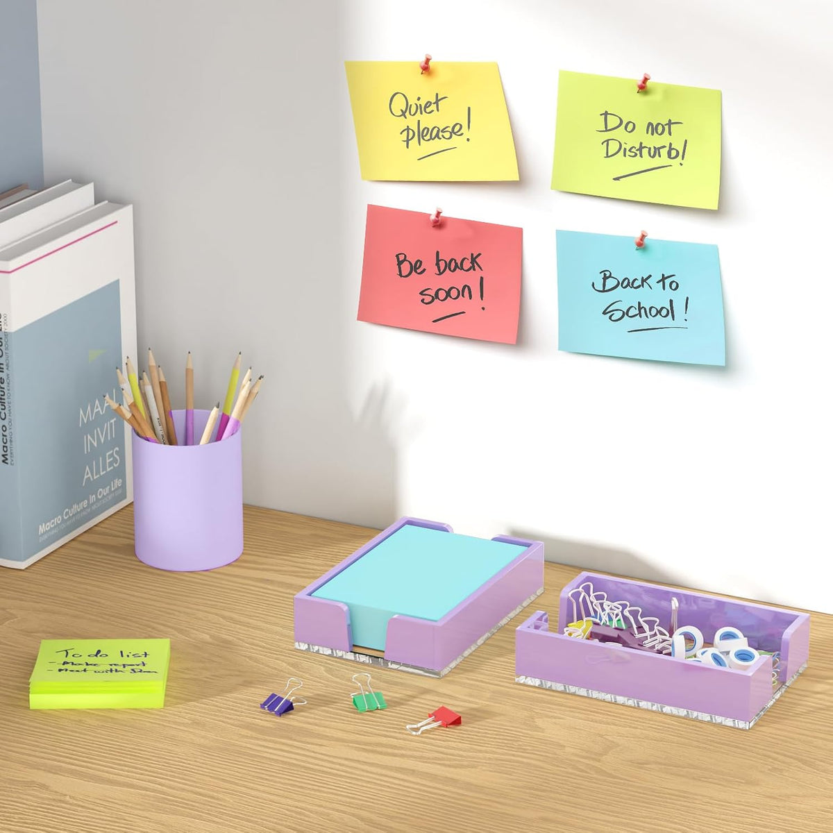 Acrylic Notepad Holder Dispenser - 4x6 in Sticky Note Memo Holder Self-Stick Note Pad Organizer (W/O Pads) Office Desk Accessories School Supplies, Crystal Clear
