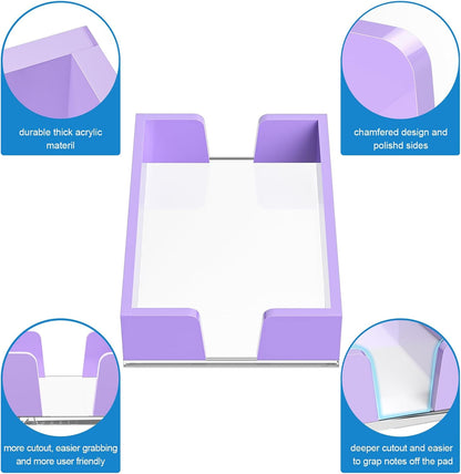 Acrylic Notepad Holder Dispenser - 4x6 in Sticky Note Memo Holder Self-Stick Note Pad Organizer (W/O Pads) Office Desk Accessories School Supplies, Crystal Clear