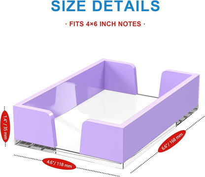 Acrylic Notepad Holder Dispenser - 4x6 in Sticky Note Memo Holder Self-Stick Note Pad Organizer (W/O Pads) Office Desk Accessories School Supplies, Crystal Clear