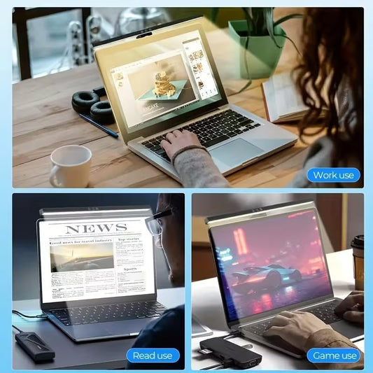 Monitor Light Bar, Computer Monitor Lamp, No Glare Eye-Care LED Screen Bar, Touch Control USB Reading Desk Lamp for Home Office Work, Dimming Adjustable Color Temperature, Fit for Curved/Flat Monitor