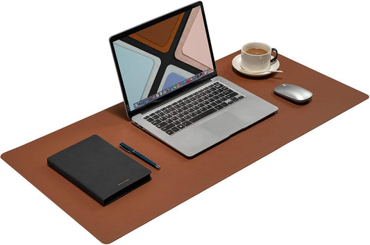 Desk Pad Blotter, 36x17 in Large PU Leather Mouse Pad,Waterproof Non-Slip Writing Desktop Protector Mat,Office Desk Accessory,Brown