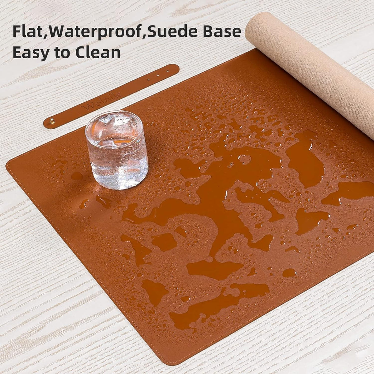 Desk Pad Blotter, 36x17 in Large PU Leather Mouse Pad,Waterproof Non-Slip Writing Desktop Protector Mat,Office Desk Accessory,Brown