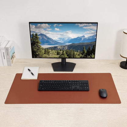 Desk Pad Blotter, 36x17 in Large PU Leather Mouse Pad,Waterproof Non-Slip Writing Desktop Protector Mat,Office Desk Accessory,Brown