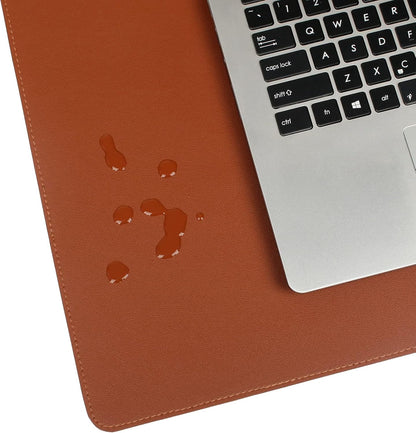 Desk Pad Blotter, 36x17 in Large PU Leather Mouse Pad,Waterproof Non-Slip Writing Desktop Protector Mat,Office Desk Accessory,Brown