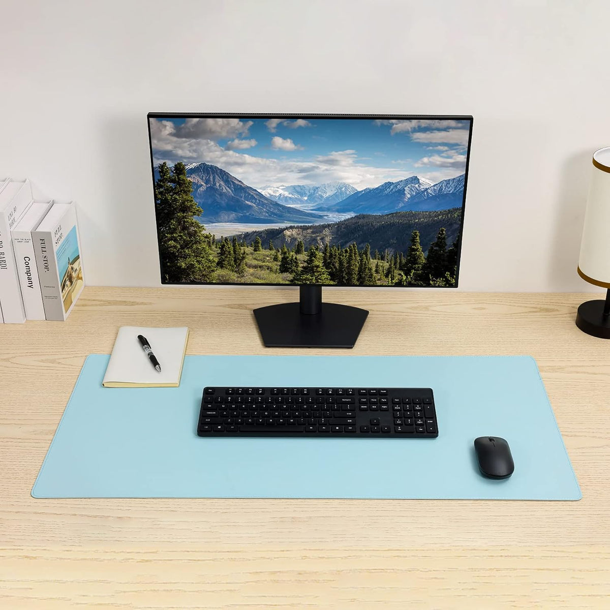 Desk Pad Blotter, 36x17 in Large PU Leather Mouse Pad,Waterproof Non-Slip Writing Desktop Protector Mat,Office Desk Accessory,Brown