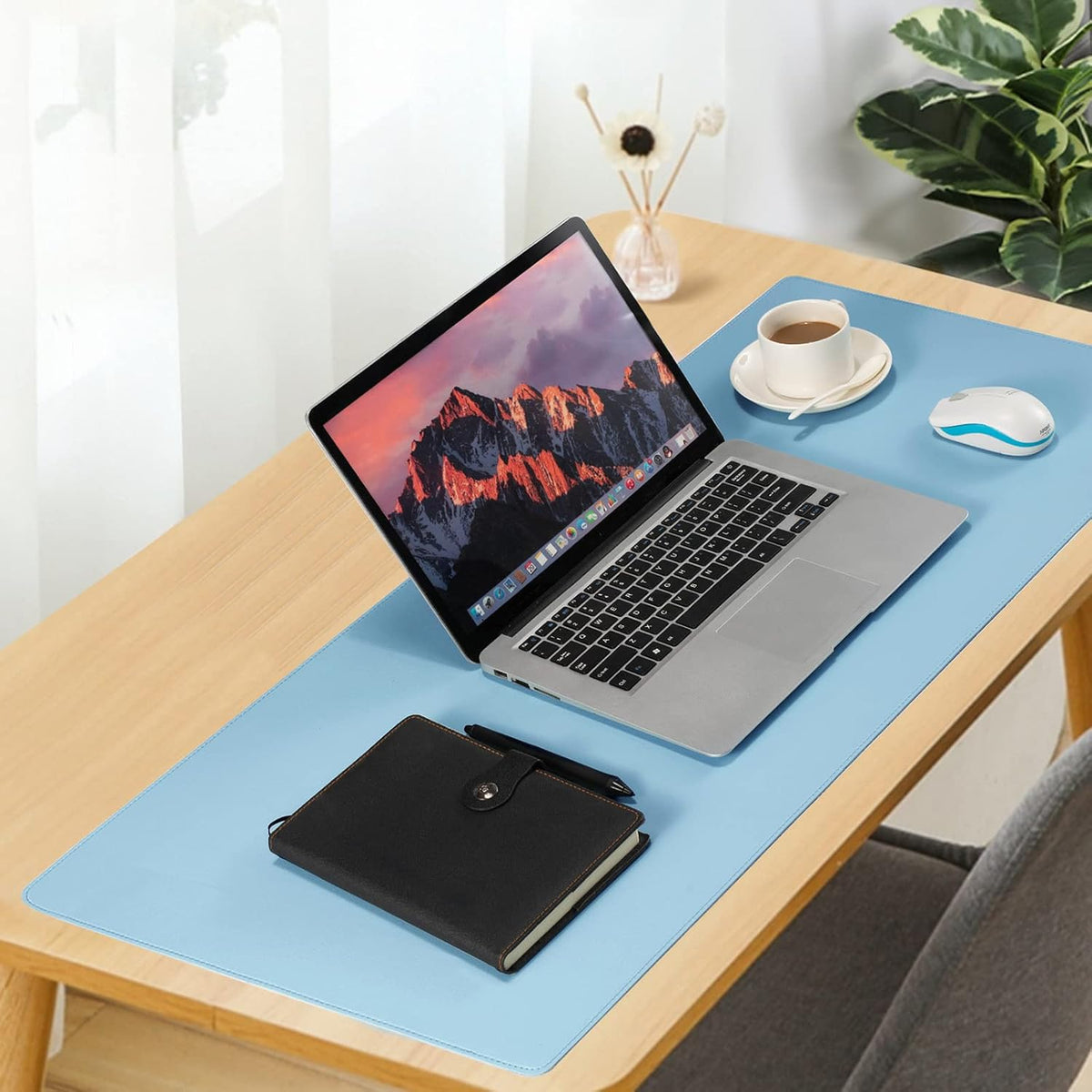 Desk Pad Blotter, 36x17 in Large PU Leather Mouse Pad,Waterproof Non-Slip Writing Desktop Protector Mat,Office Desk Accessory,Brown