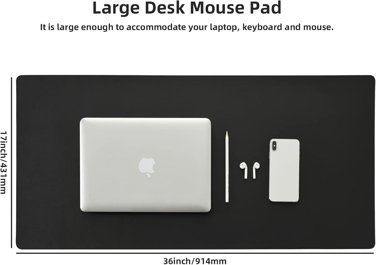 Desk Pad Blotter, 36x17 in Large PU Leather Mouse Pad,Waterproof Non-Slip Writing Desktop Protector Mat,Office Desk Accessory,Brown
