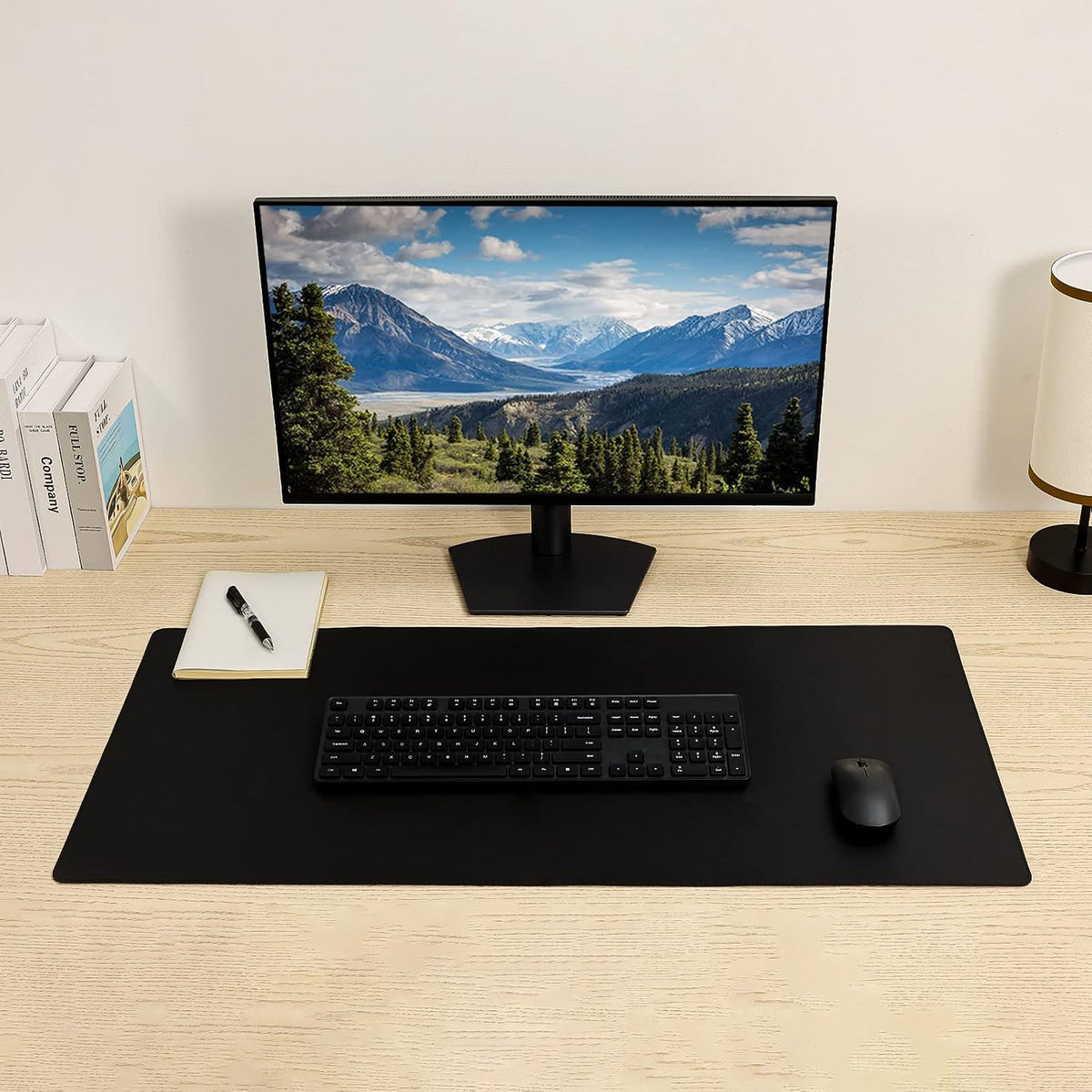 Desk Pad Blotter, 36x17 in Large PU Leather Mouse Pad,Waterproof Non-Slip Writing Desktop Protector Mat,Office Desk Accessory,Brown