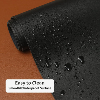 Desk Pad Blotter, 36x17 in Large PU Leather Mouse Pad,Waterproof Non-Slip Writing Desktop Protector Mat,Office Desk Accessory,Brown