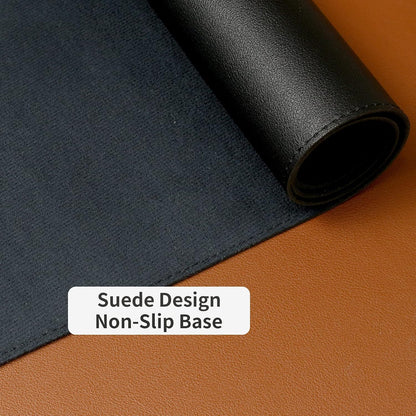 Desk Pad Blotter, 36x17 in Large PU Leather Mouse Pad,Waterproof Non-Slip Writing Desktop Protector Mat,Office Desk Accessory,Brown