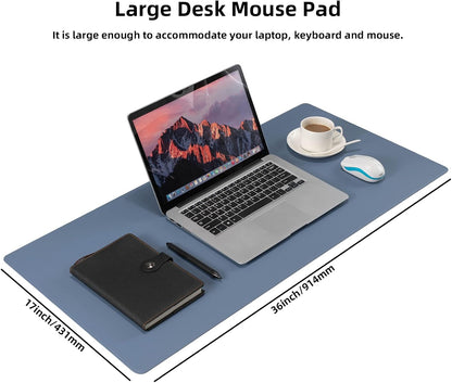 Desk Pad Blotter, 36x17 in Large PU Leather Mouse Pad,Waterproof Non-Slip Writing Desktop Protector Mat,Office Desk Accessory,Brown