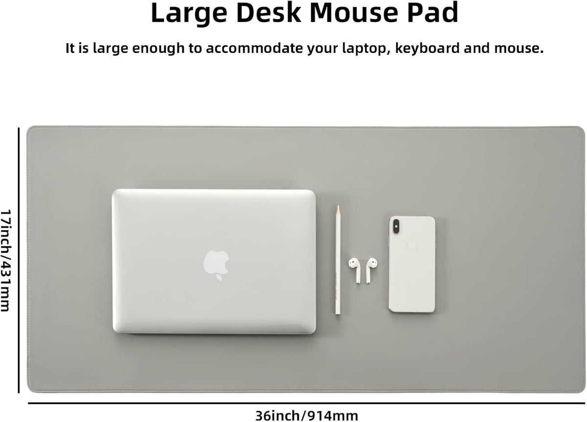 Desk Pad Blotter, 36x17 in Large PU Leather Mouse Pad,Waterproof Non-Slip Writing Desktop Protector Mat,Office Desk Accessory,Brown