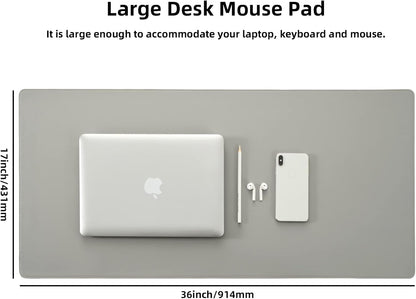 Desk Pad Blotter, 36x17 in Large PU Leather Mouse Pad,Waterproof Non-Slip Writing Desktop Protector Mat,Office Desk Accessory,Brown