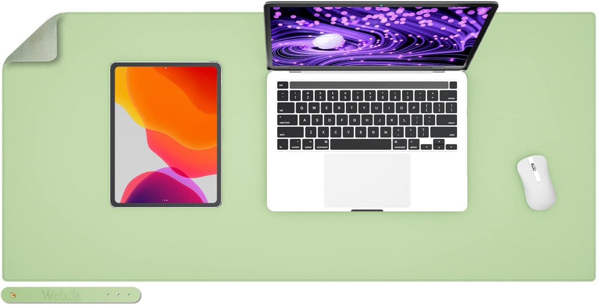 Desk Pad Blotter, 36x17 in Large PU Leather Mouse Pad,Waterproof Non-Slip Writing Desktop Protector Mat,Office Desk Accessory,Brown