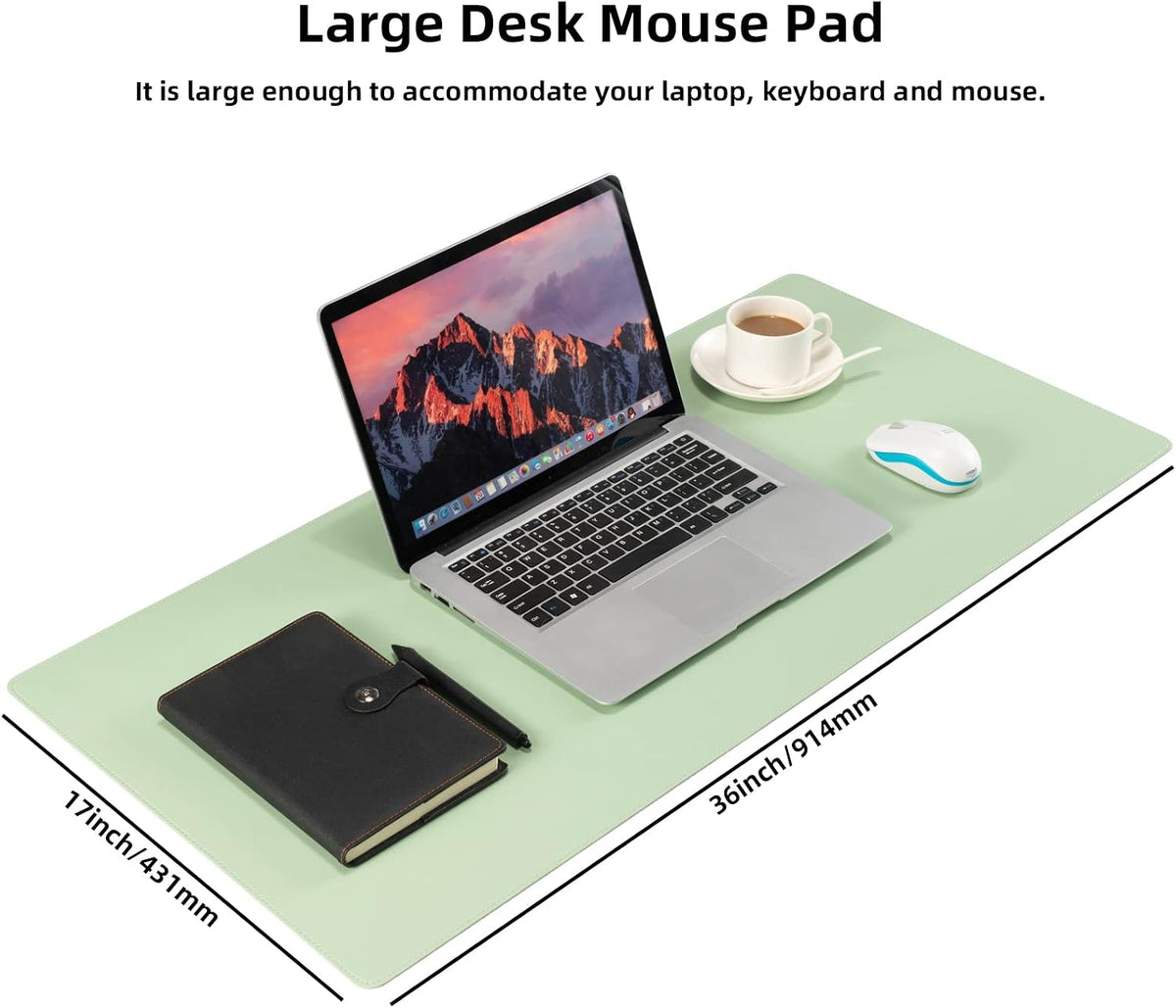 Desk Pad Blotter, 36x17 in Large PU Leather Mouse Pad,Waterproof Non-Slip Writing Desktop Protector Mat,Office Desk Accessory,Brown