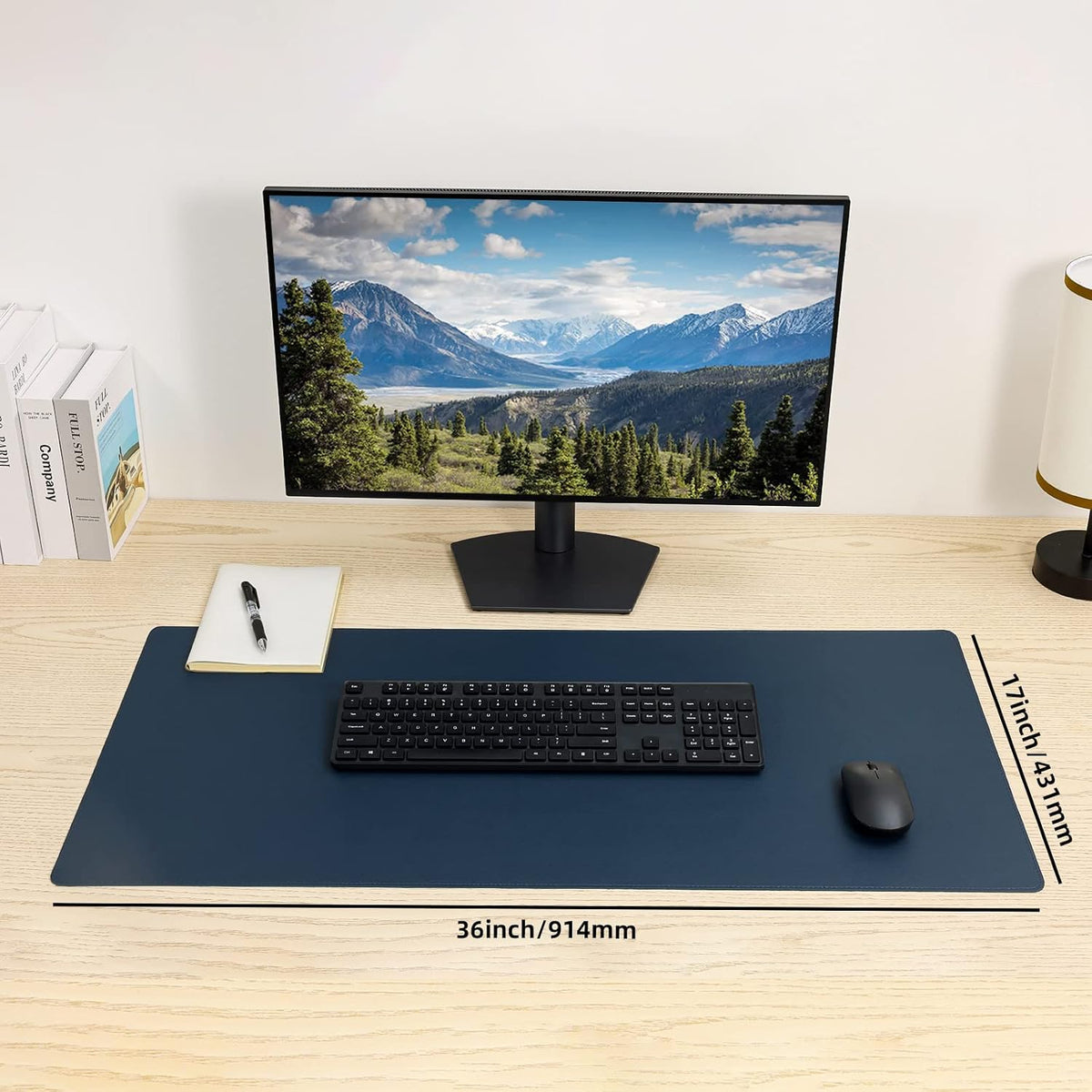 Desk Pad Blotter, 36x17 in Large PU Leather Mouse Pad,Waterproof Non-Slip Writing Desktop Protector Mat,Office Desk Accessory,Brown