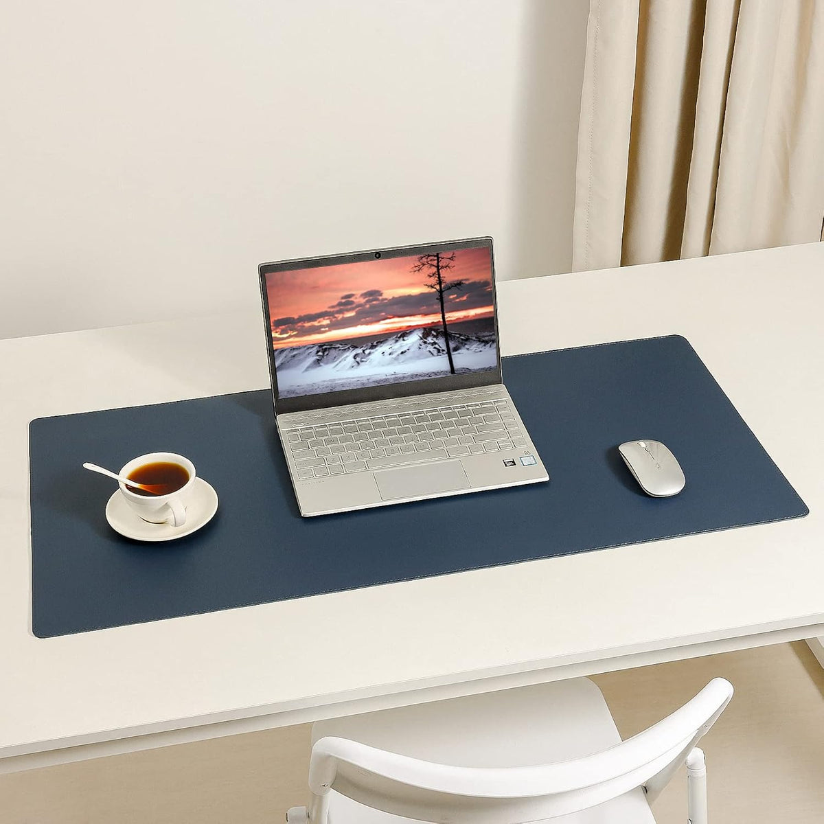 Desk Pad Blotter, 36x17 in Large PU Leather Mouse Pad,Waterproof Non-Slip Writing Desktop Protector Mat,Office Desk Accessory,Brown
