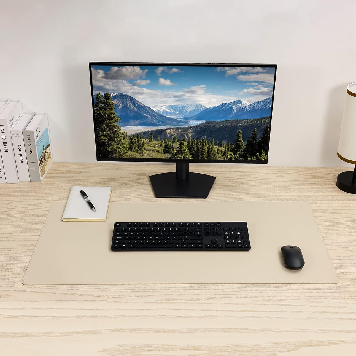 Desk Pad Blotter, 36x17 in Large PU Leather Mouse Pad,Waterproof Non-Slip Writing Desktop Protector Mat,Office Desk Accessory,Brown
