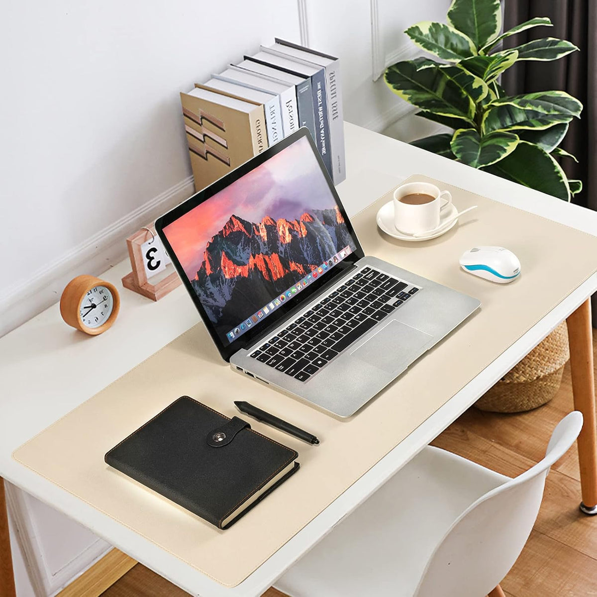 Desk Pad Blotter, 36x17 in Large PU Leather Mouse Pad,Waterproof Non-Slip Writing Desktop Protector Mat,Office Desk Accessory,Brown