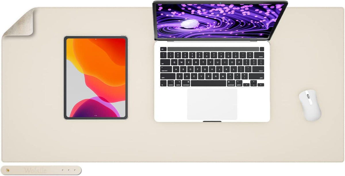 Desk Pad Blotter, 36x17 in Large PU Leather Mouse Pad,Waterproof Non-Slip Writing Desktop Protector Mat,Office Desk Accessory,Brown