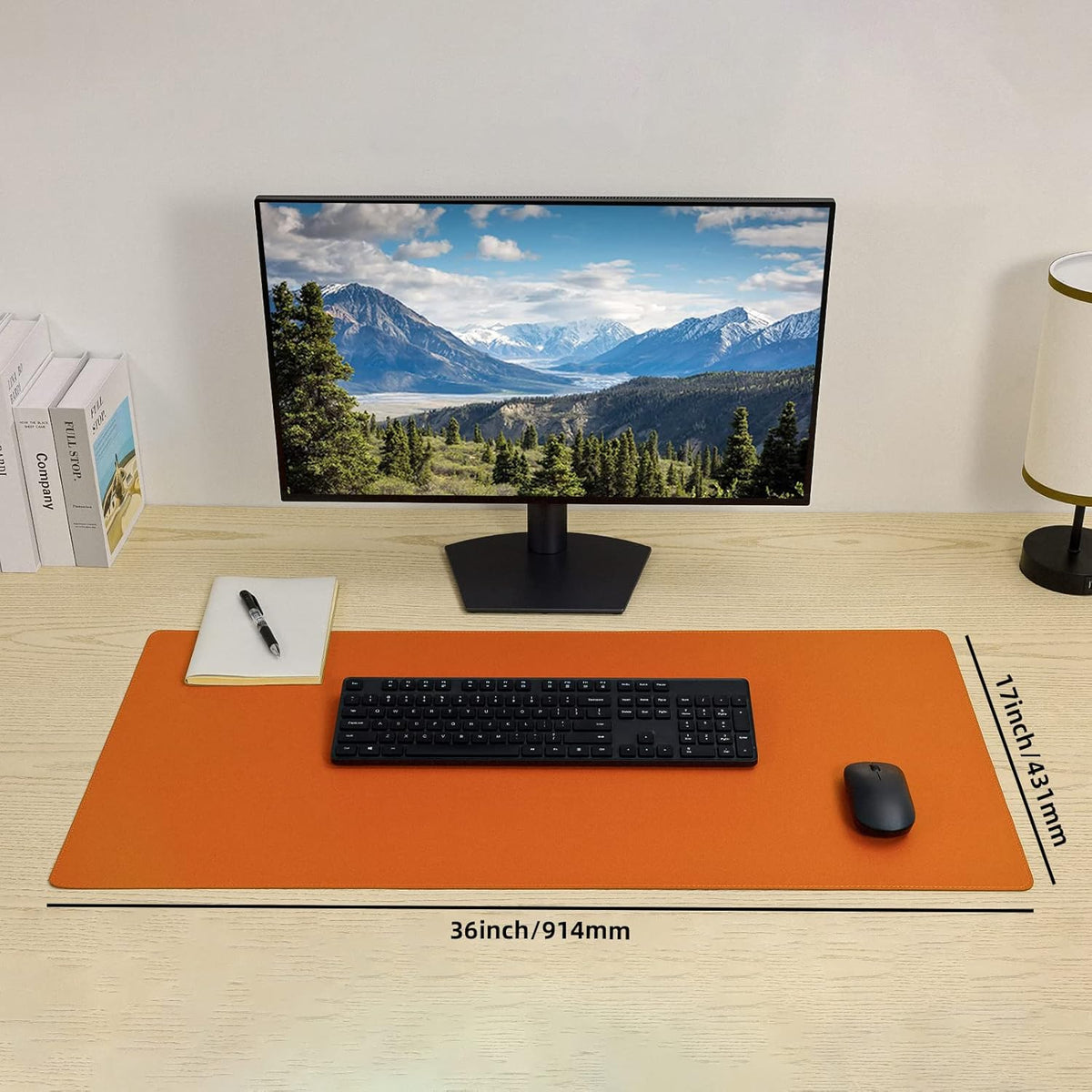 Desk Pad Blotter, 36x17 in Large PU Leather Mouse Pad,Waterproof Non-Slip Writing Desktop Protector Mat,Office Desk Accessory,Brown