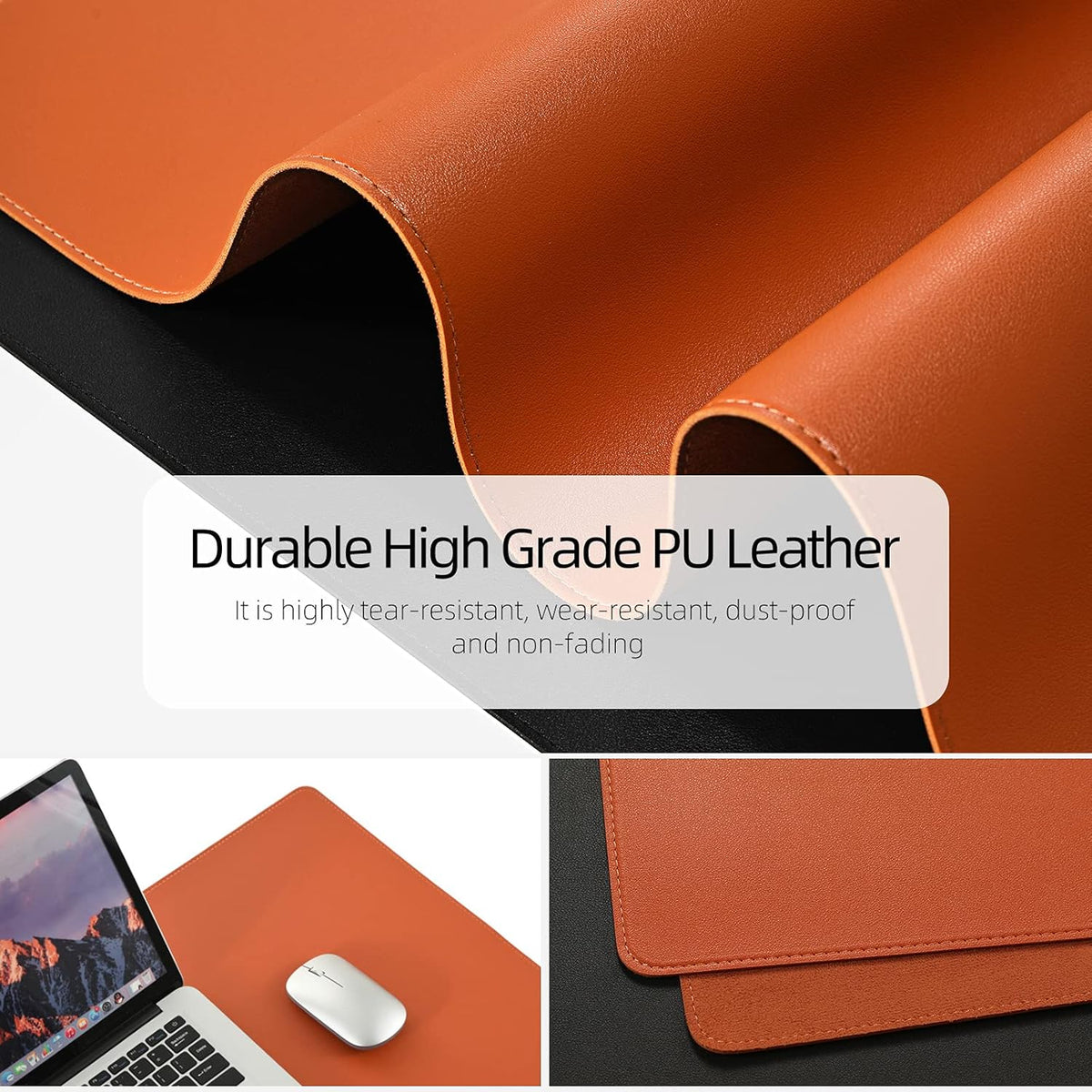 Desk Pad Blotter, 36x17 in Large PU Leather Mouse Pad,Waterproof Non-Slip Writing Desktop Protector Mat,Office Desk Accessory,Brown