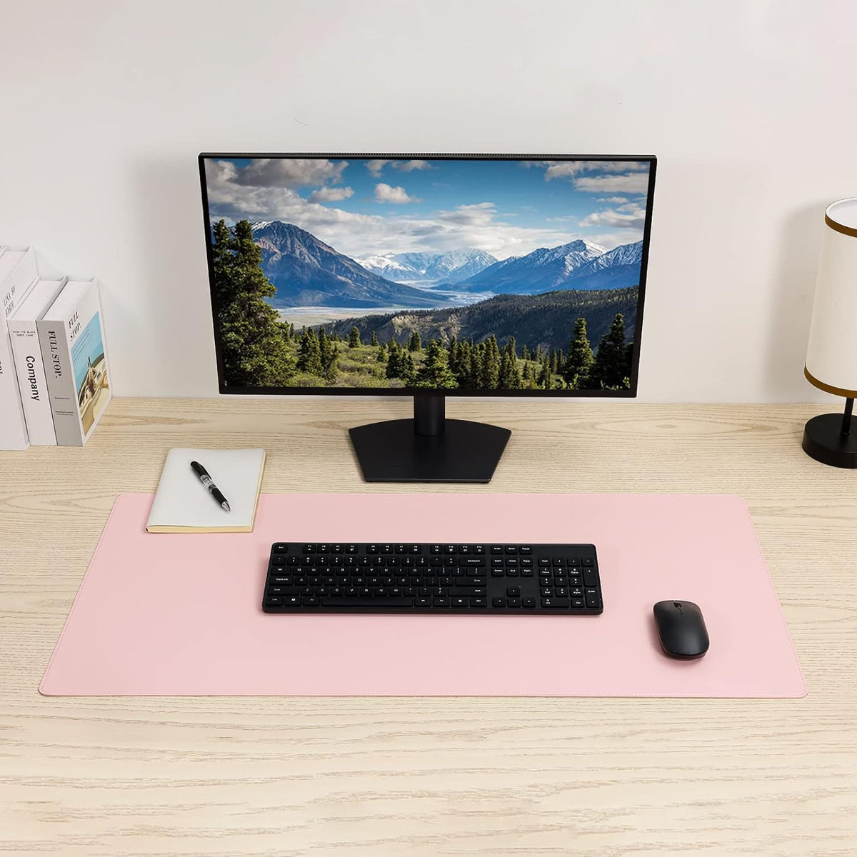 Desk Pad Blotter, 36x17 in Large PU Leather Mouse Pad,Waterproof Non-Slip Writing Desktop Protector Mat,Office Desk Accessory,Brown