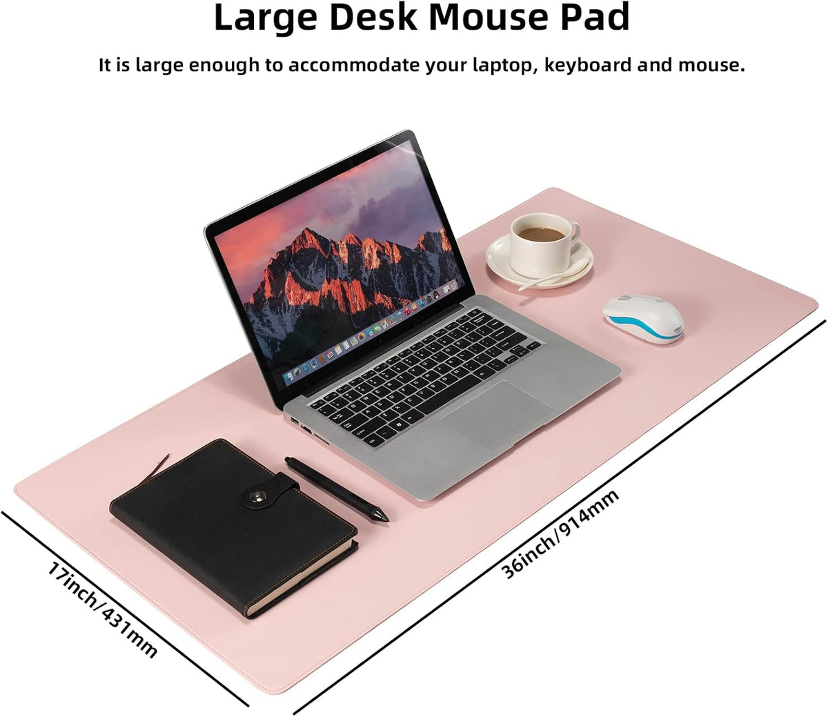 Desk Pad Blotter, 36x17 in Large PU Leather Mouse Pad,Waterproof Non-Slip Writing Desktop Protector Mat,Office Desk Accessory,Brown