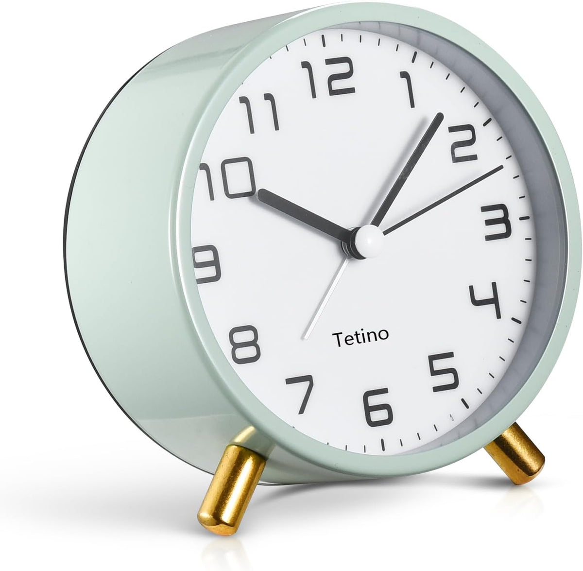 Analog Alarm Clocks,Retro Metal Desk Silent Non Ticking Small Clock with Night Light,Battery Operated,Simple Design,for Bedrooms, Bedside,Office,Home Décor (Green)