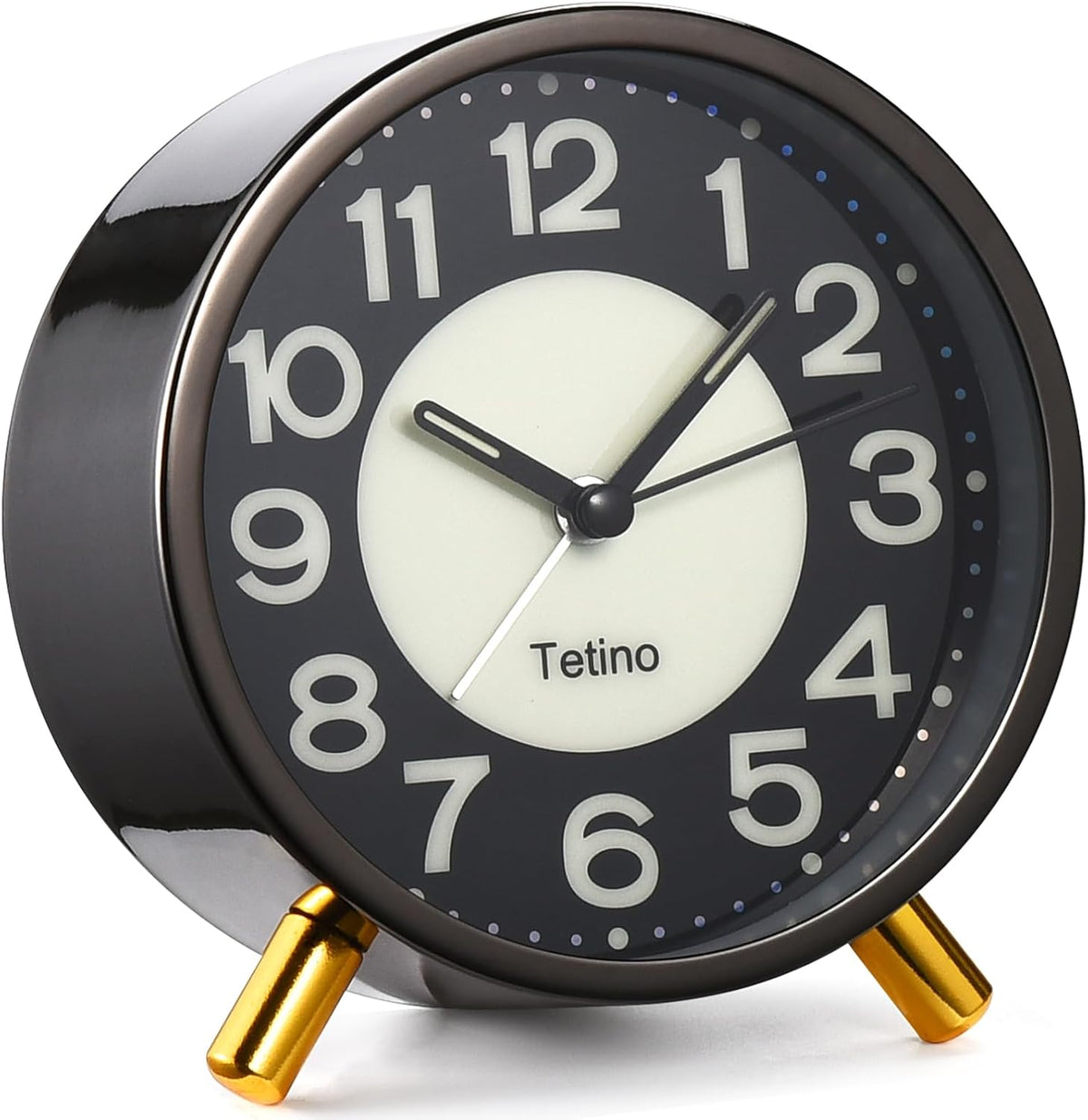 Analog Alarm Clocks,Retro Metal Desk Silent Non Ticking Small Clock with Night Light,Battery Operated,Simple Design,for Bedrooms, Bedside,Office,Home Décor (Green)
