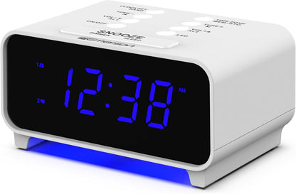 SmartSet Dual Alarm Clock Radio with PLL AM/FM, Auto Time Setting, Sleep Timer, Snooze, 20 Presets, Easy-to-Read 0.9-inch Blue Dimmable LED Display, CKS1500