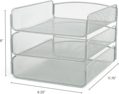 Safco Onyx Desk Organizer, 3 Trays, Office and Classroom Mailbox, Paper and Mail Sorter, Steel Mesh, Black