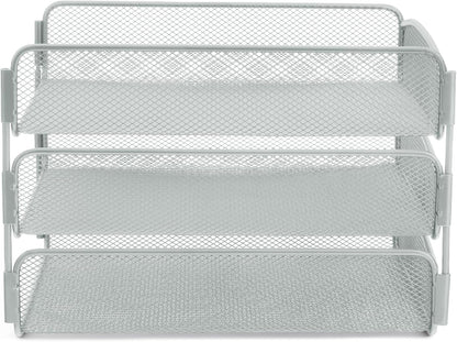 Safco Onyx Desk Organizer, 3 Trays, Office and Classroom Mailbox, Paper and Mail Sorter, Steel Mesh, Black