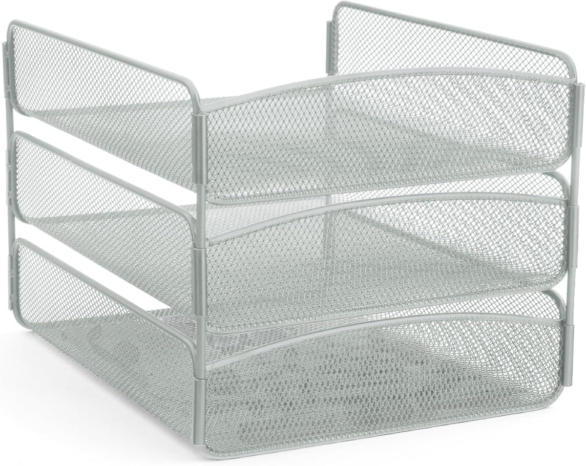Safco Onyx Desk Organizer, 3 Trays, Office and Classroom Mailbox, Paper and Mail Sorter, Steel Mesh, Black