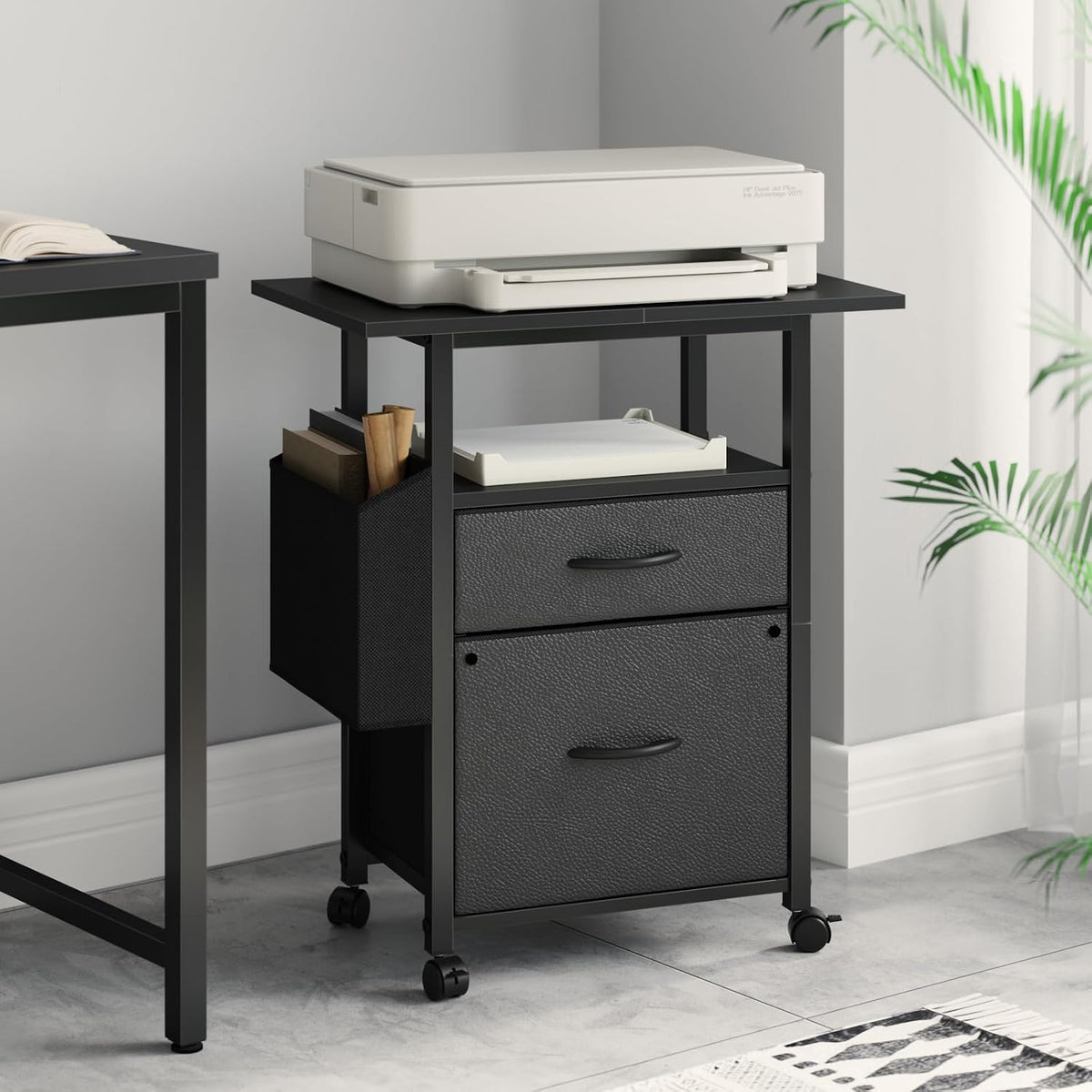 2 Drawer File Cabinet 24''W, Mobile Filing Cabinet, Printer Stand