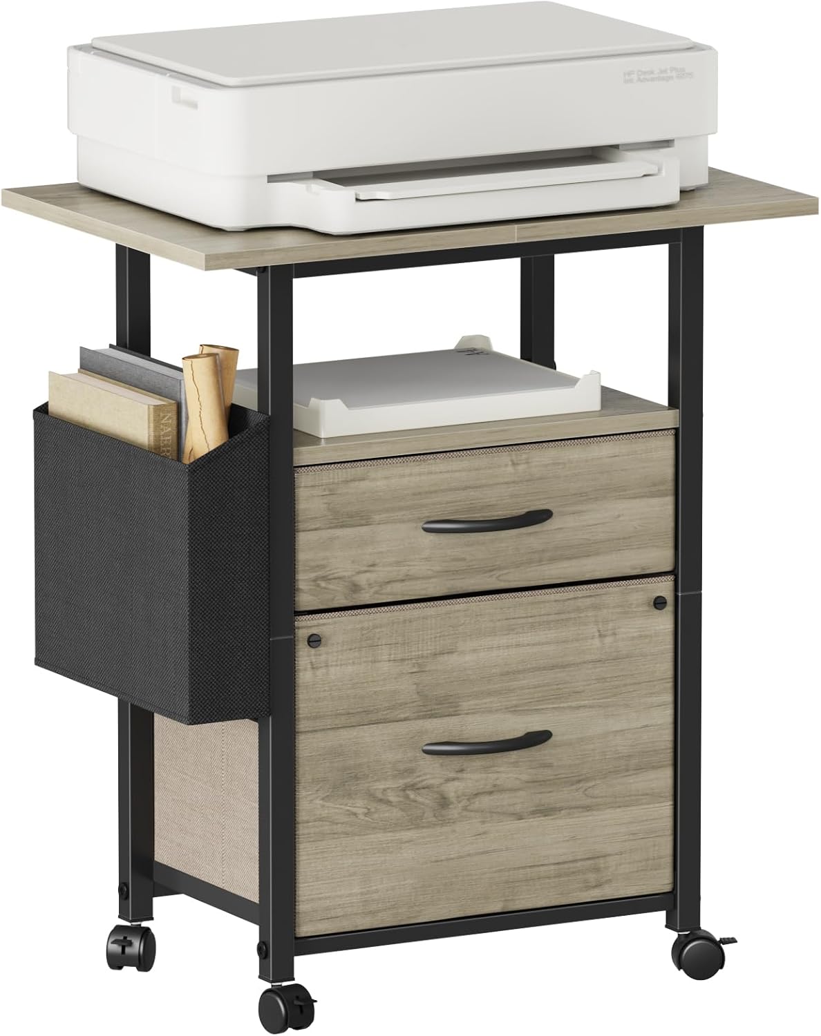 2 Drawer File Cabinet 24''W, Mobile Filing Cabinet, Printer Stand