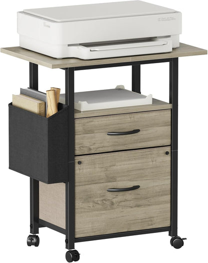 2 Drawer File Cabinet 24''W, Mobile Filing Cabinet, Printer Stand